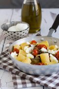 Pasta melanzane pomodorini e burrata